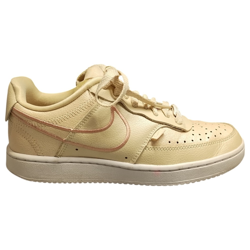 Nike Court Vision Low Top Premium Sneakers Womens‎ Size 6 Tan White DM0838-200
